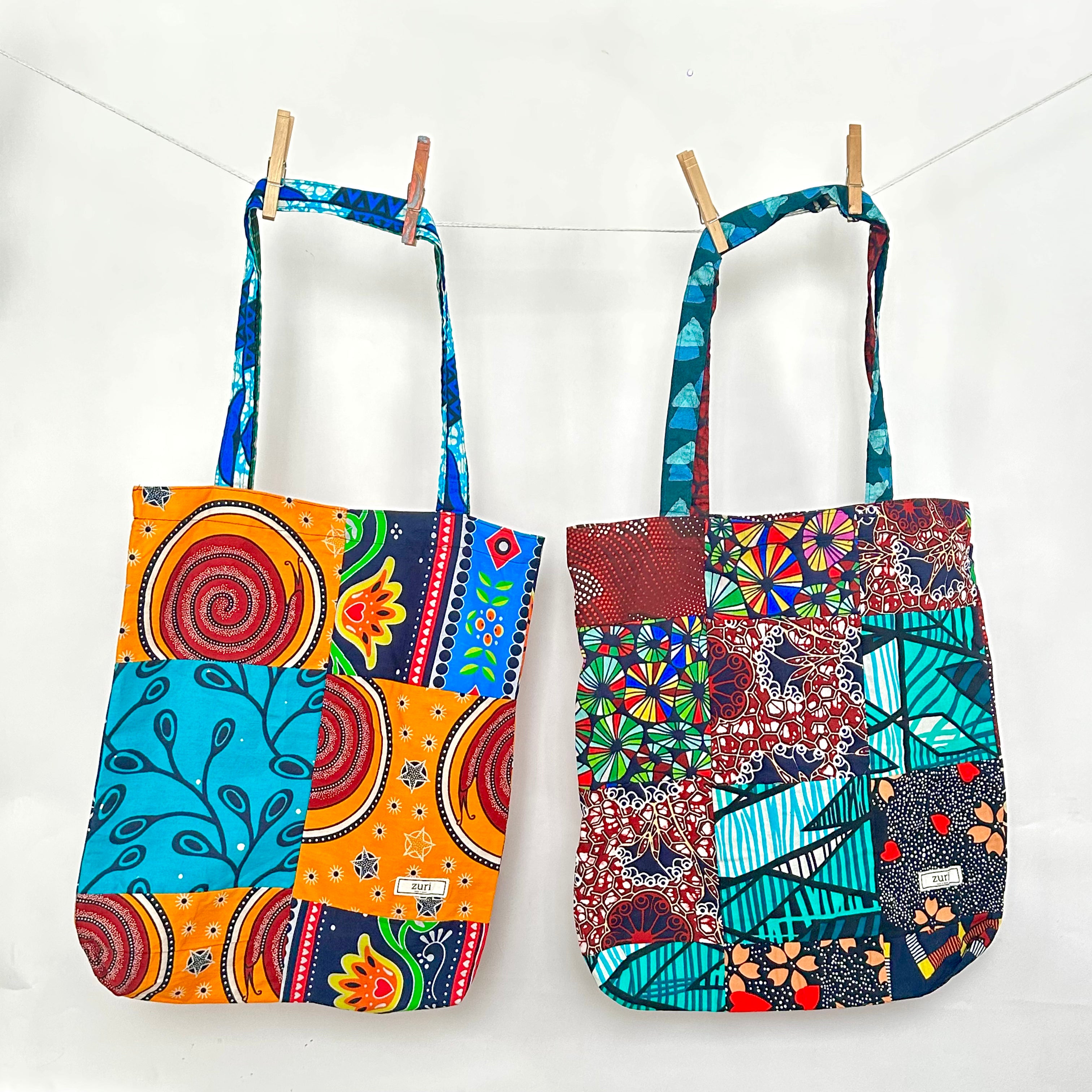 colorful patchwork tote bags
