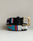 Rainbow beaded belt with zigzag print