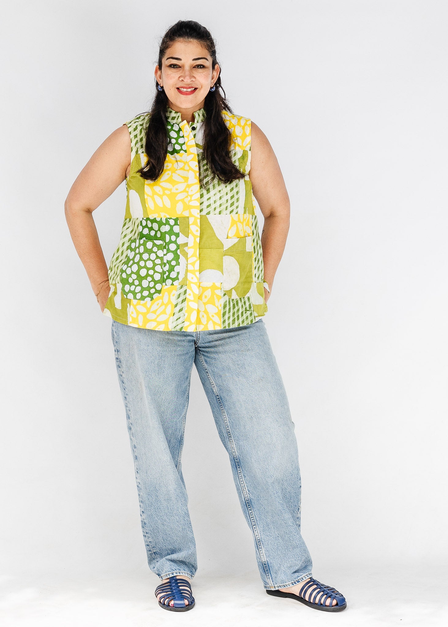 sahara ＊ Patchwork Circular Camisole Primavera Patchwork Sleeveless Shirt – Zuri