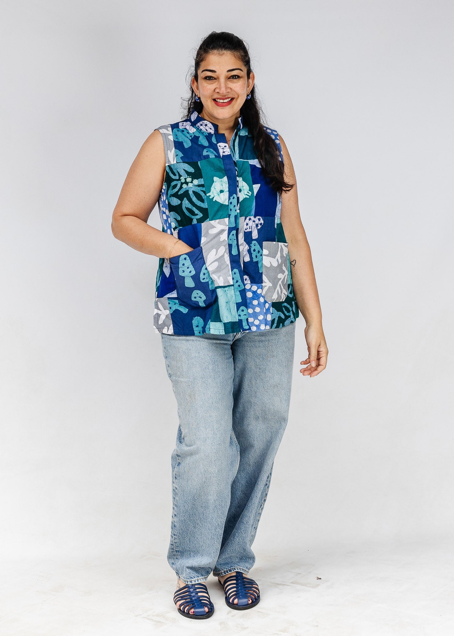 Morel Patchwork Sleeveless Shirt