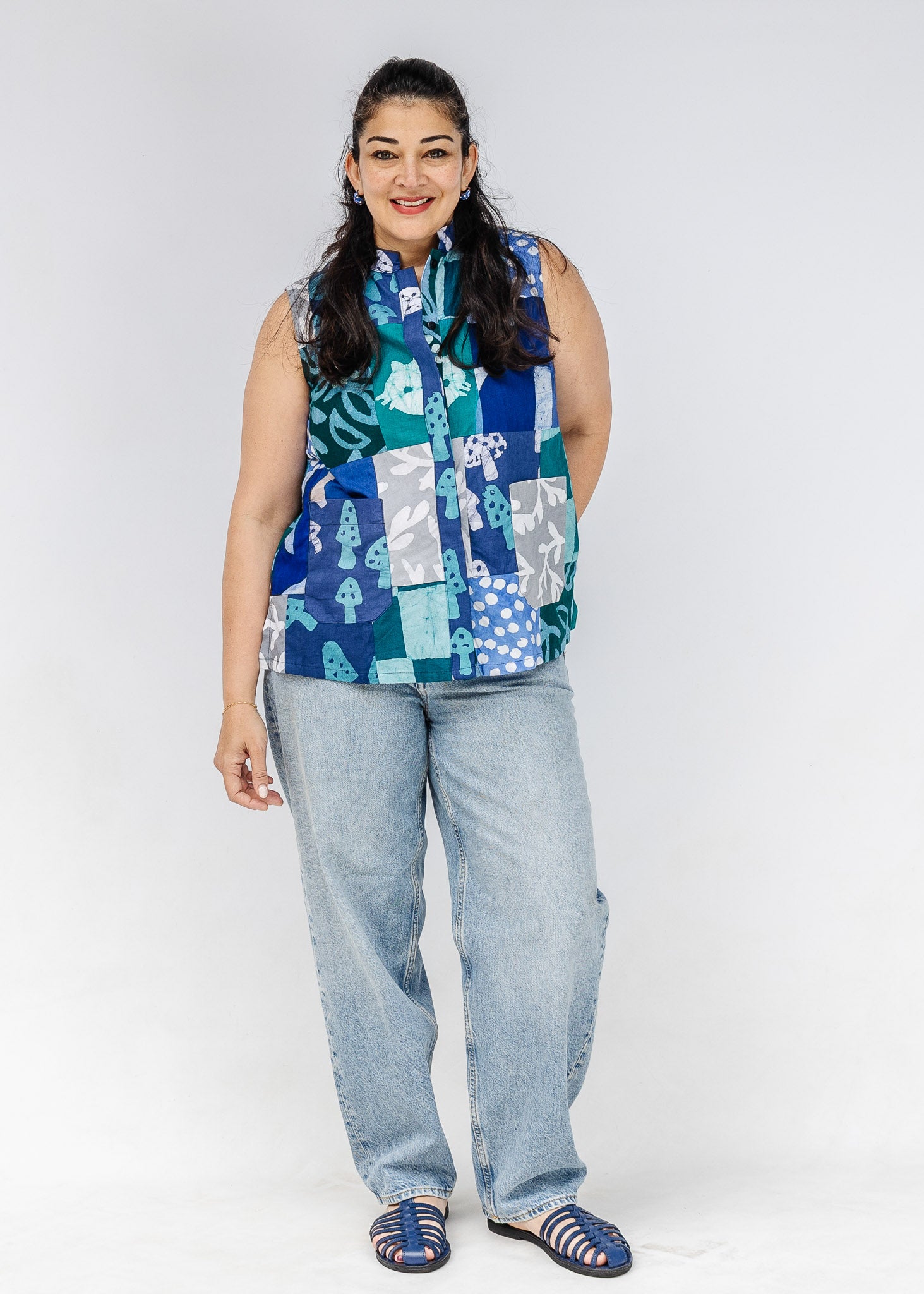 Morel Patchwork Sleeveless Shirt
