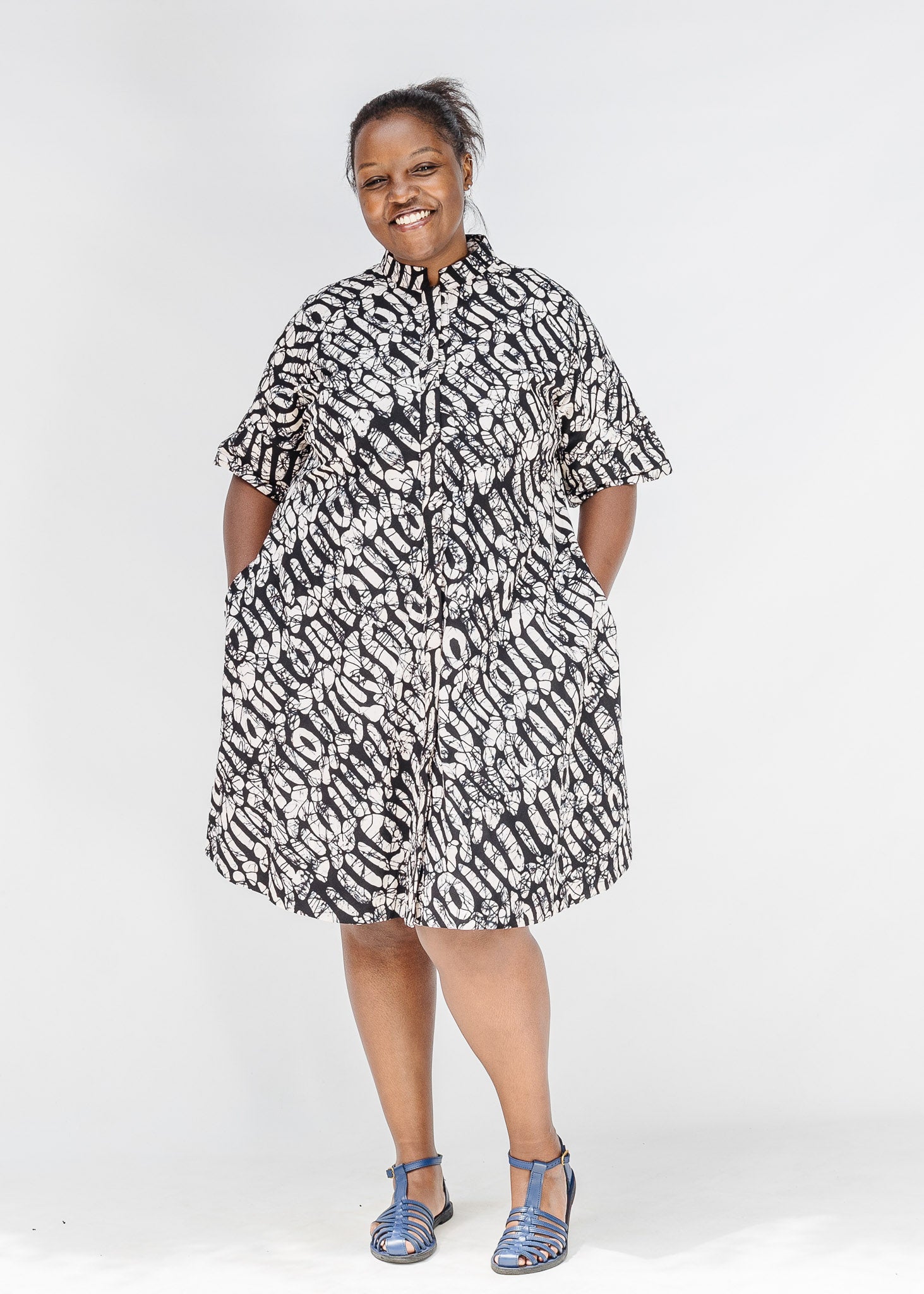 Monochrome Short Sleeved Dress
