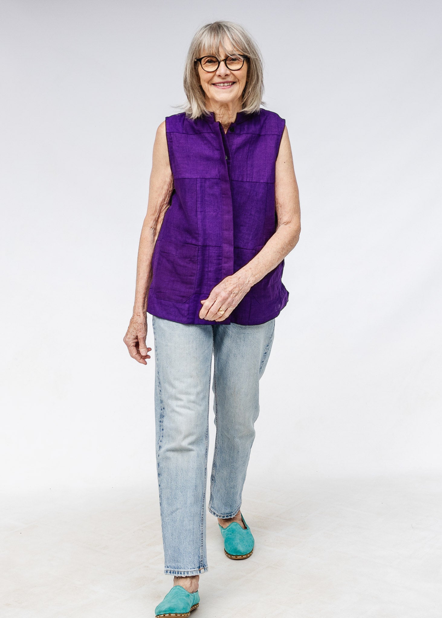 Aubergine Patchwork Sleeveless Shirt