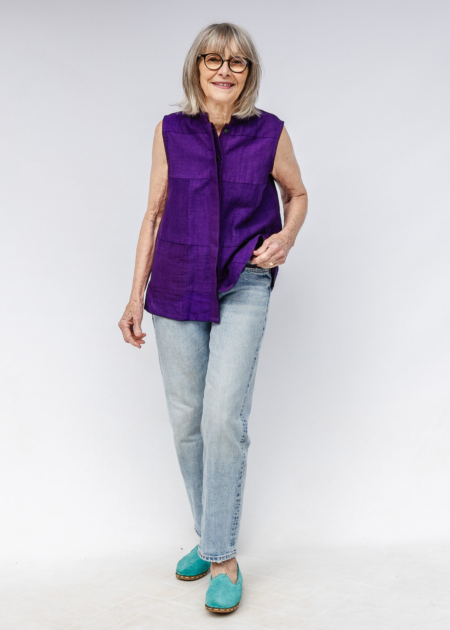 Aubergine Patchwork Sleeveless Shirt
