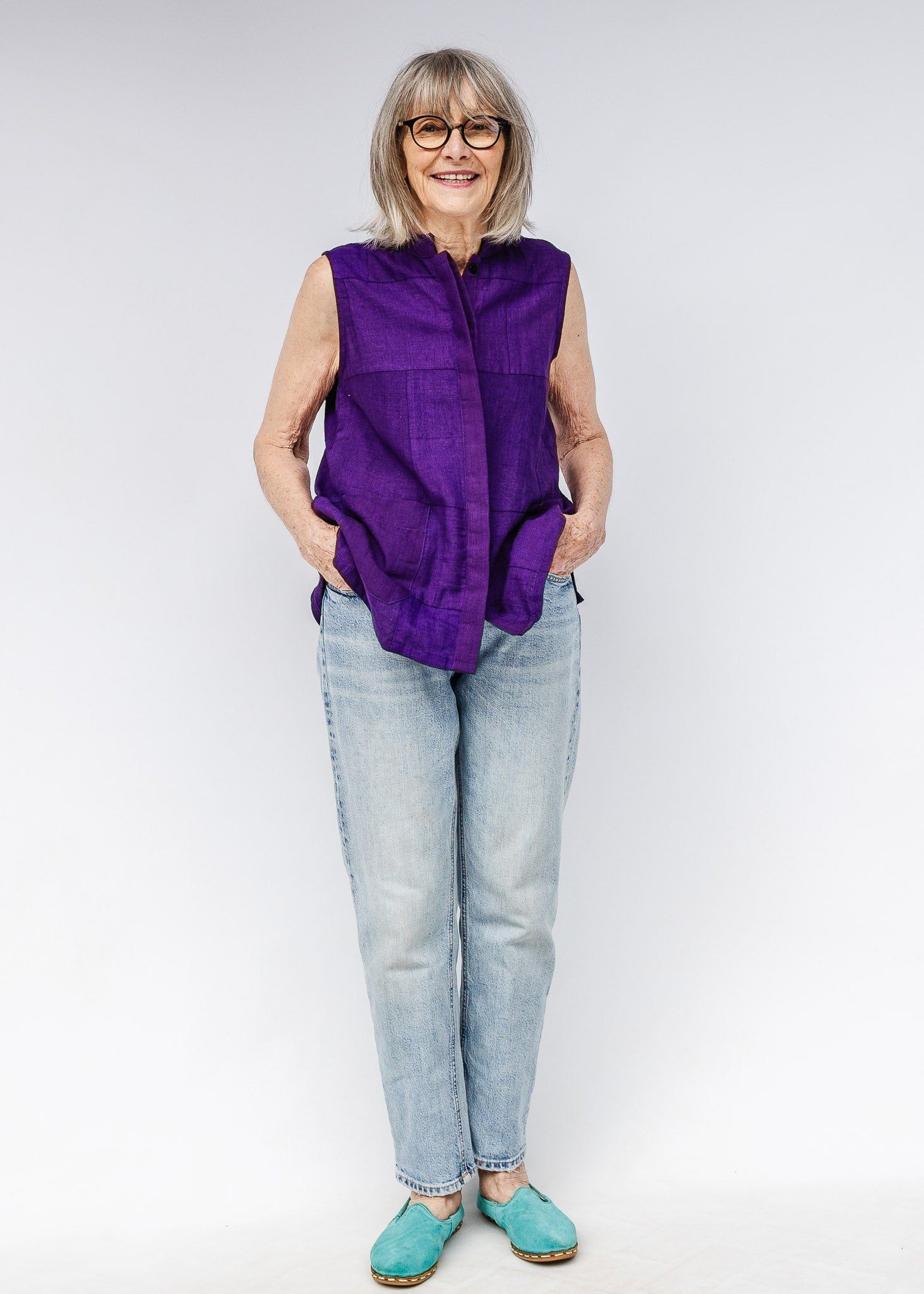 Aubergine Patchwork Sleeveless Shirt