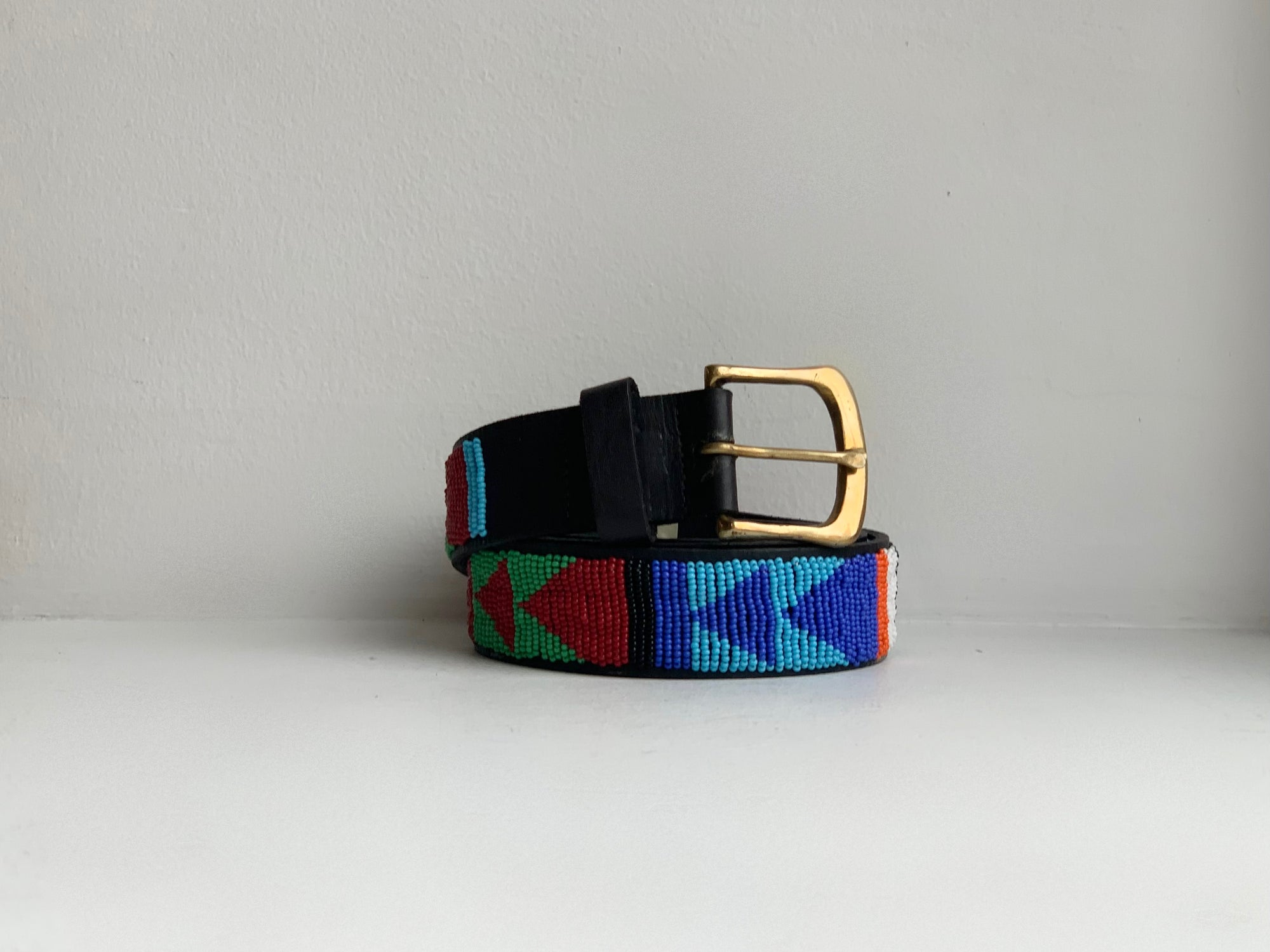 Rainbow beaded belt with arrow print