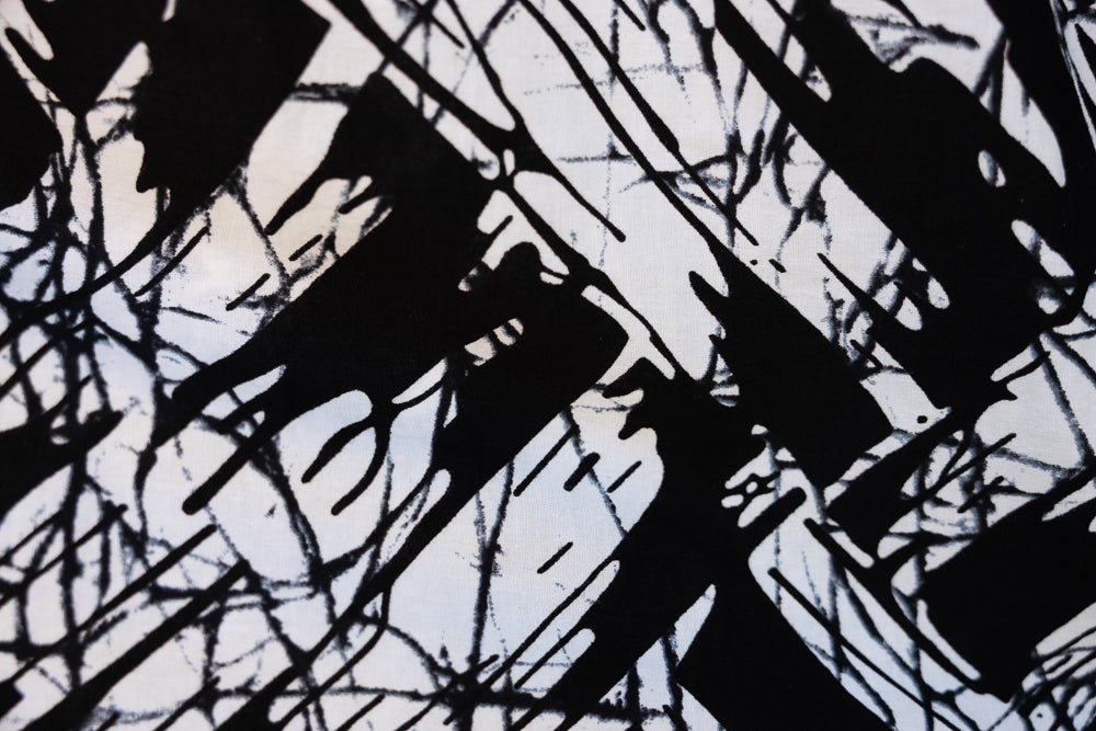 Close up display of black and white culotte, fabric.