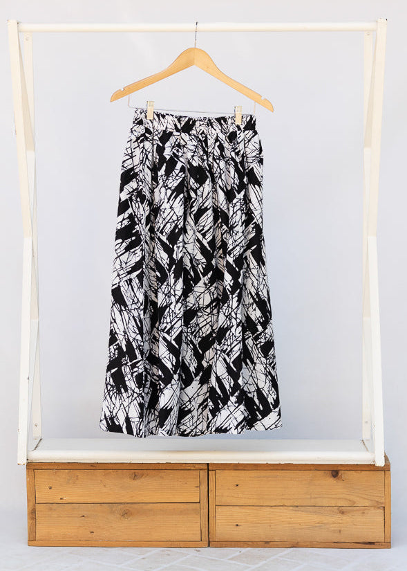 Display of black and white culotte.