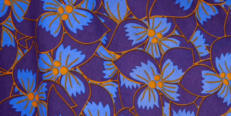 Blue and orange floral print