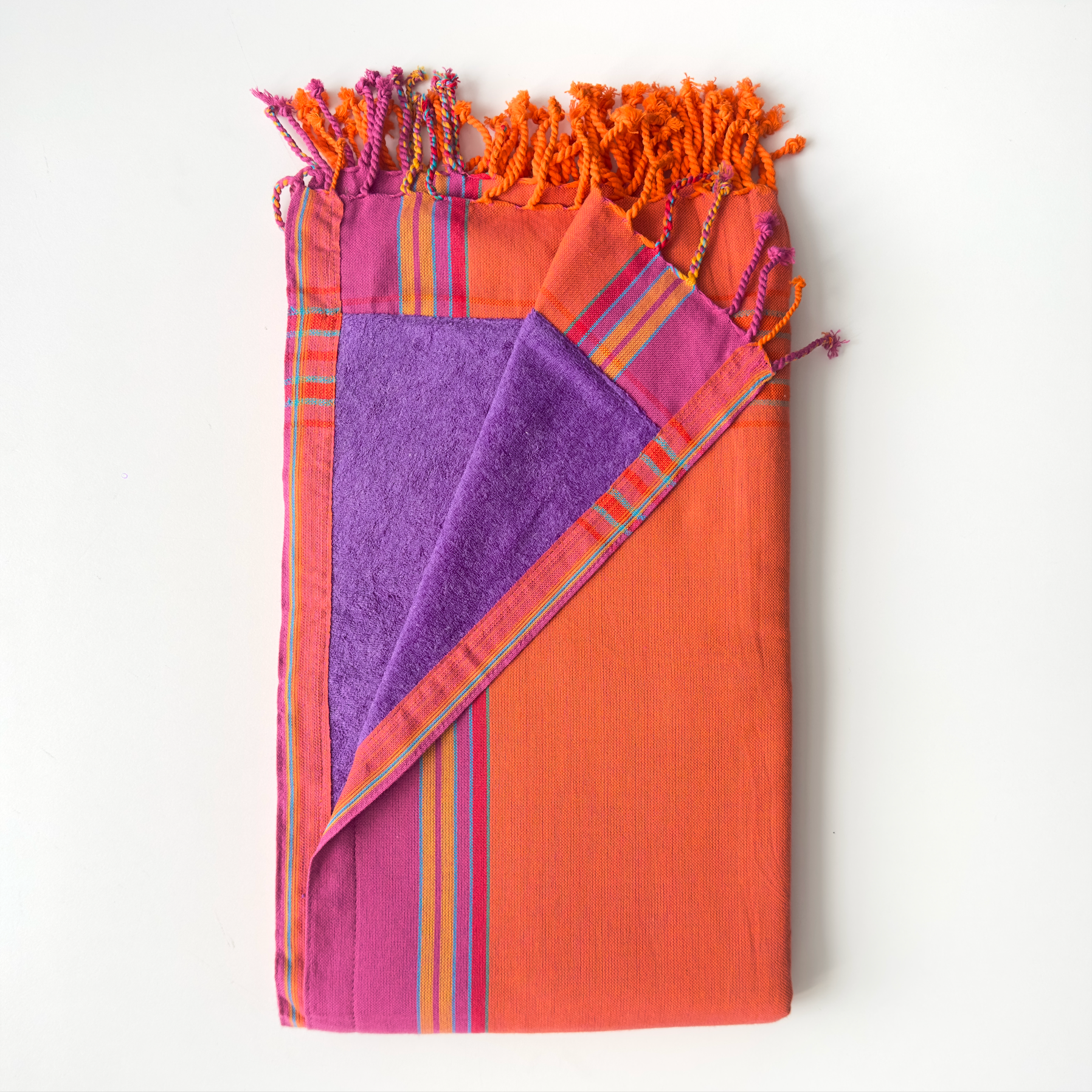 orange-purple kikoi towel