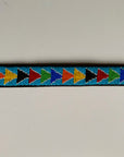 Blue beaded belt with rainbow arrows