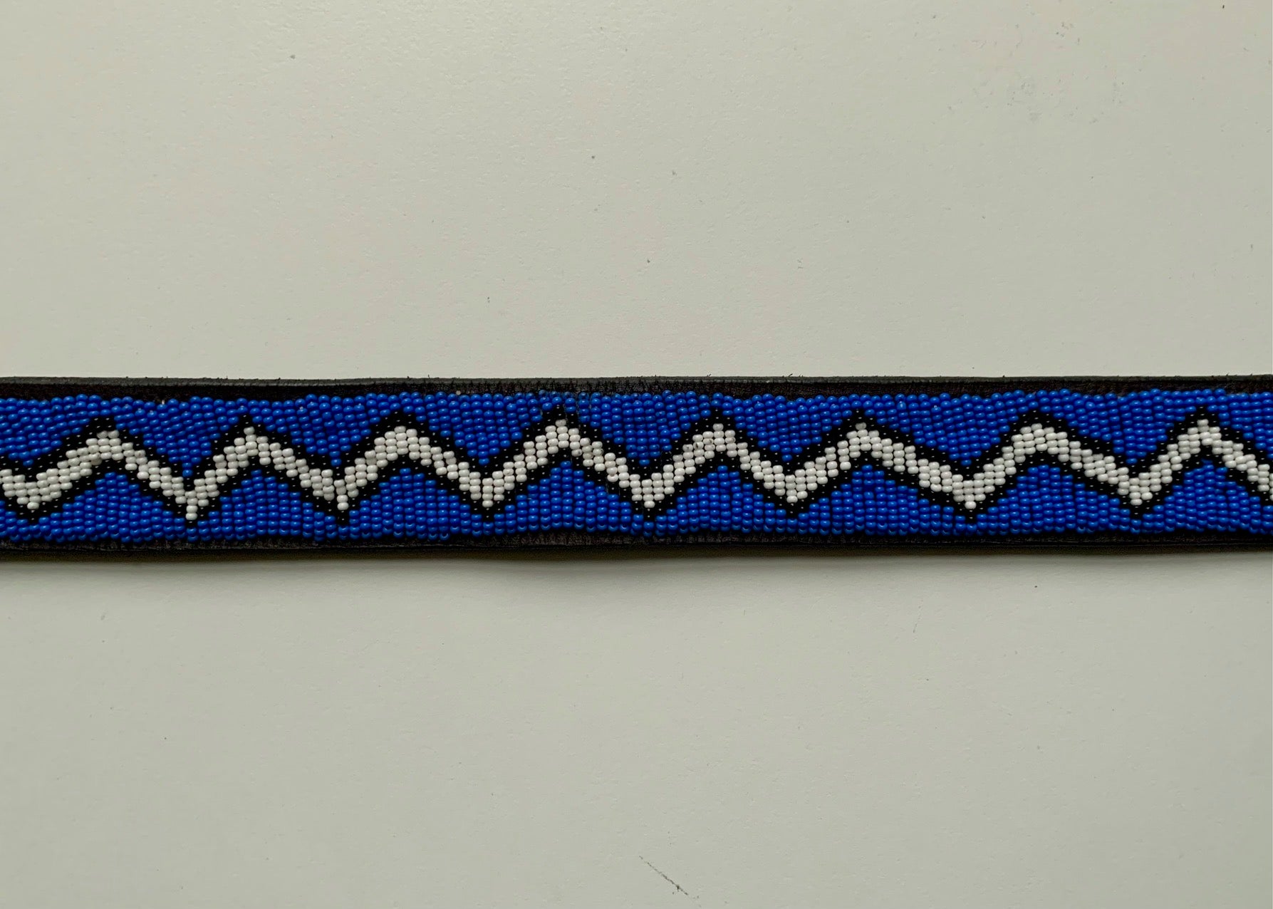Blue and White Beaded Belt