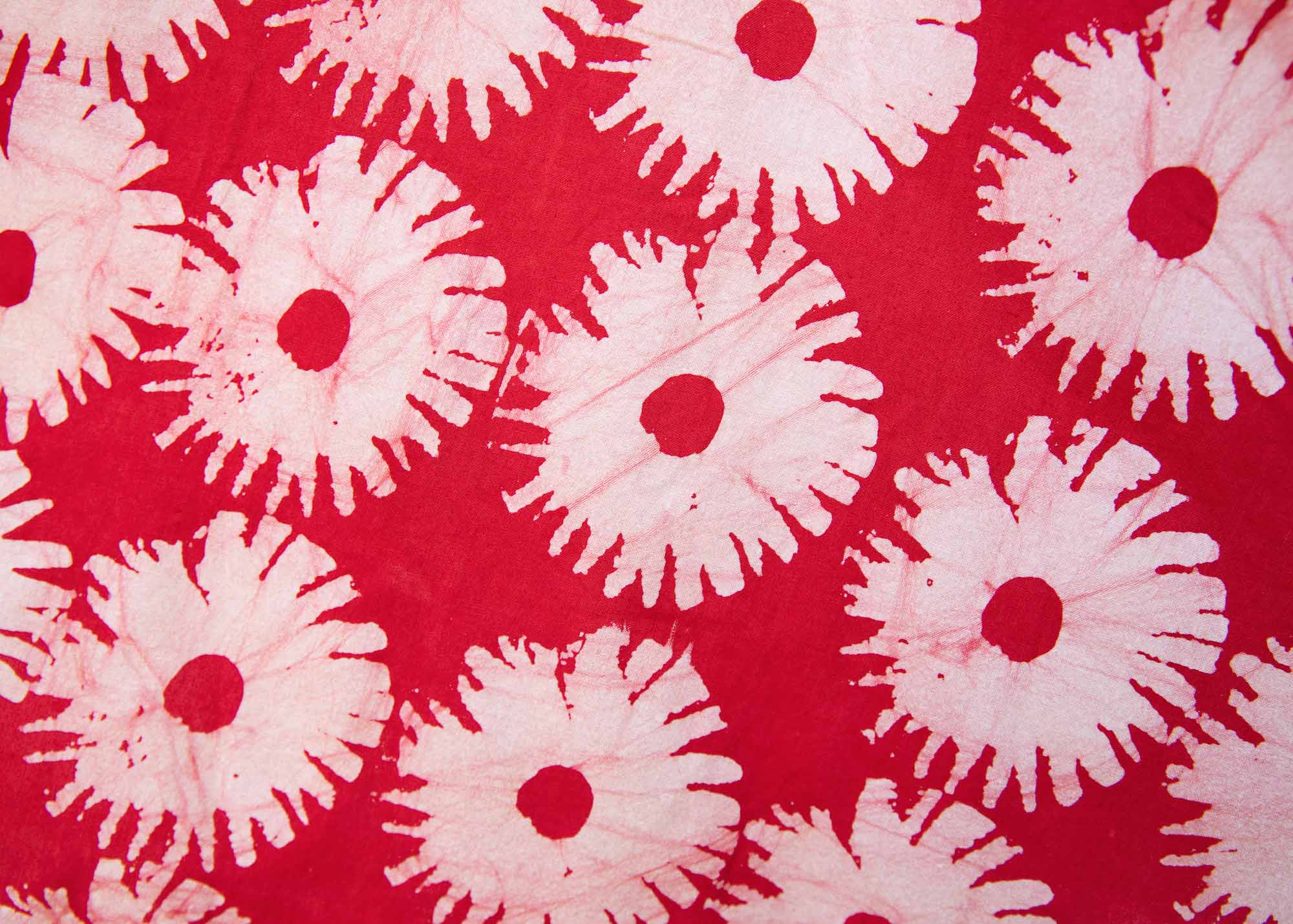 Close up display of pink and white floral print dress