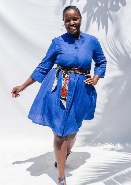 white christmas dresses Zuri Wrap Dress in Navy main image 1