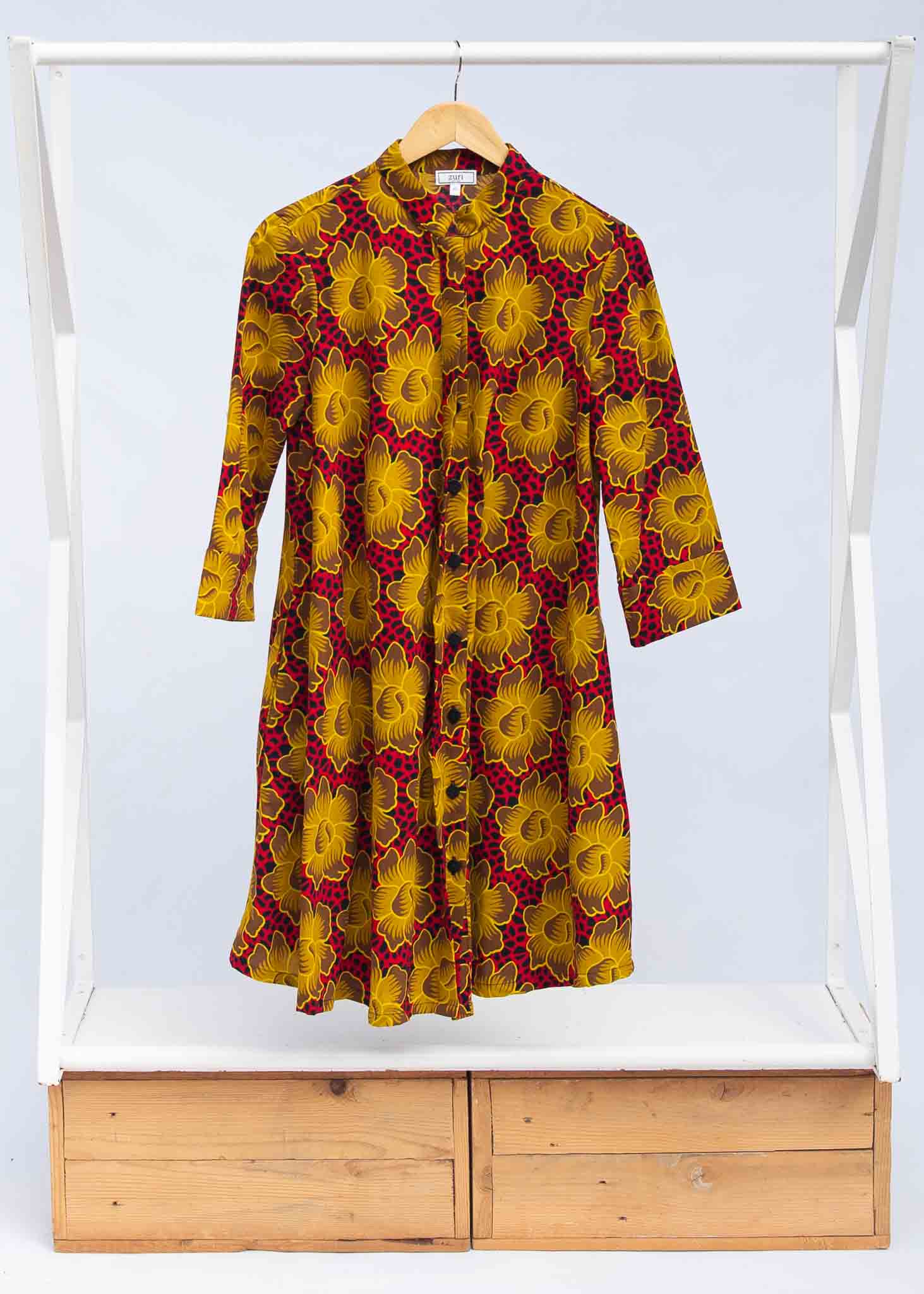red and yellow floral dress /// Yellow Base Red Floral Print Chiffon Halter Tie Ruched Flare Mini Dress, Women's, Size: Small