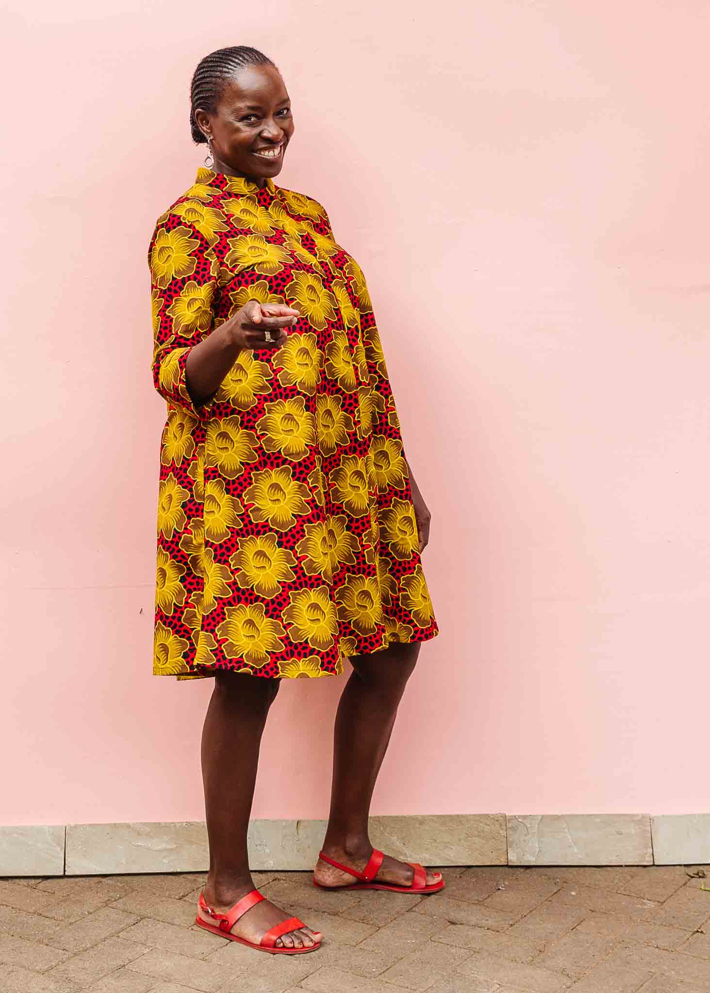 yellow dress red flowers Jluxlabel Women's Satin Floral Print Maxi Dress