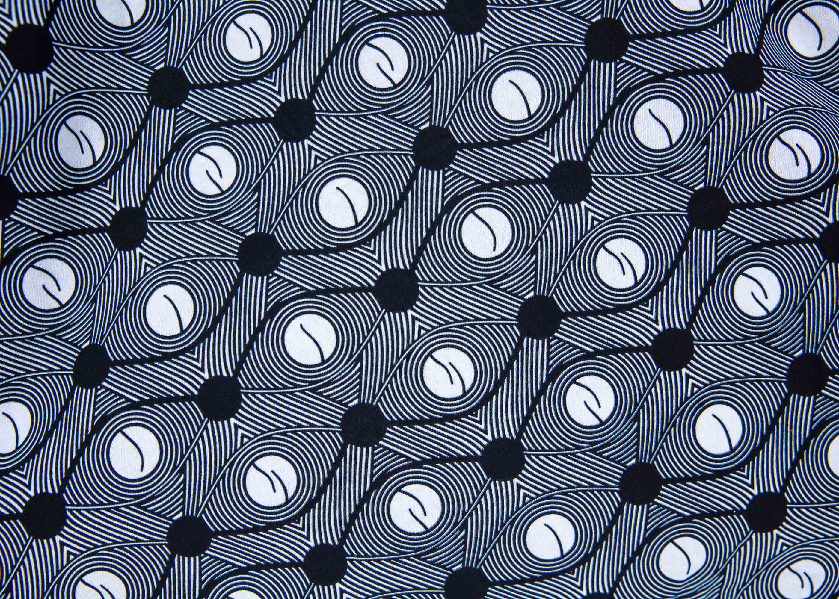 Display of a black and white pinball design dress