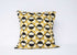 Display of 20x20 black, white and mustard pillow case