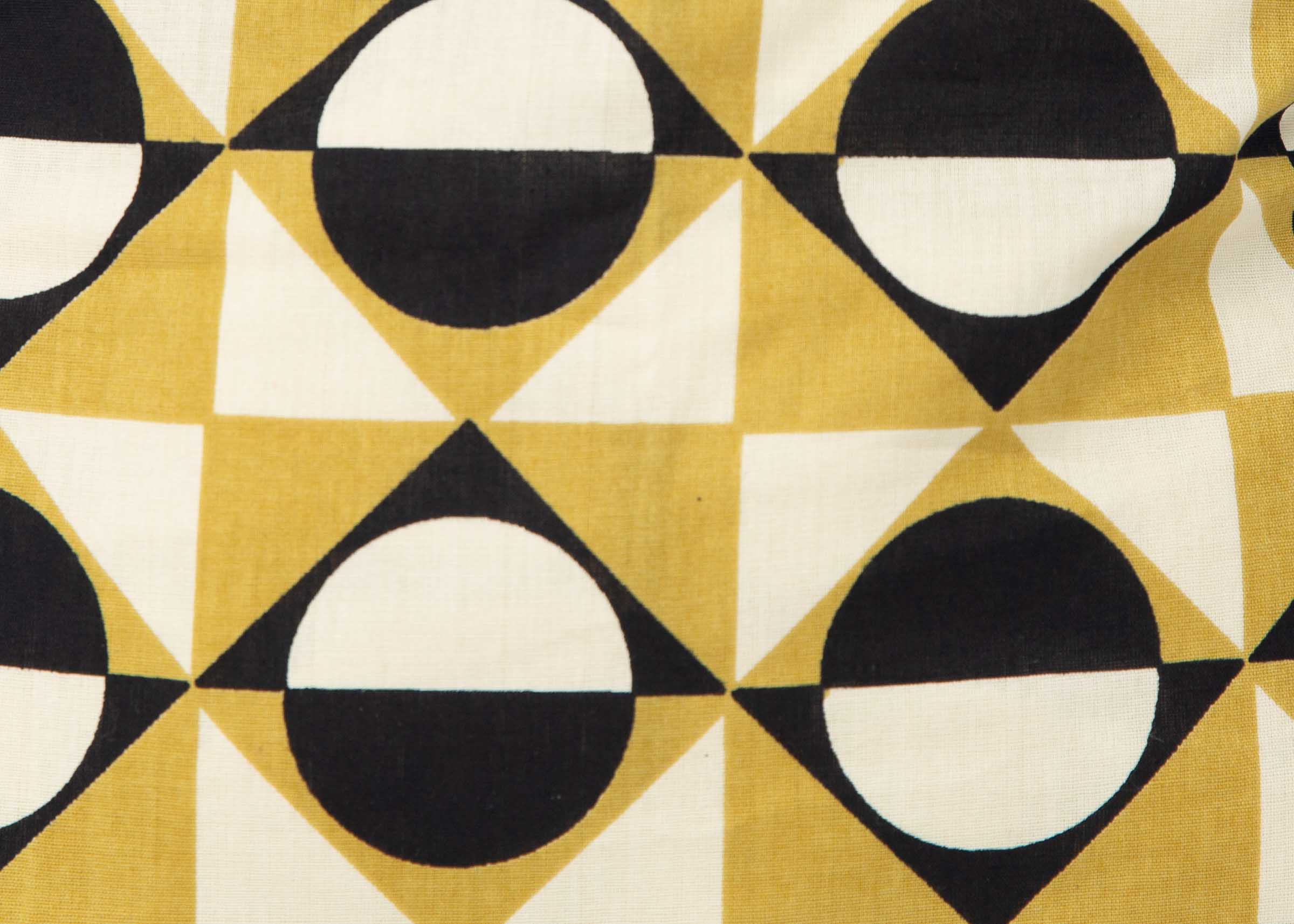 Close up display of 20x20 black, white and mustard pillow case ,fabric