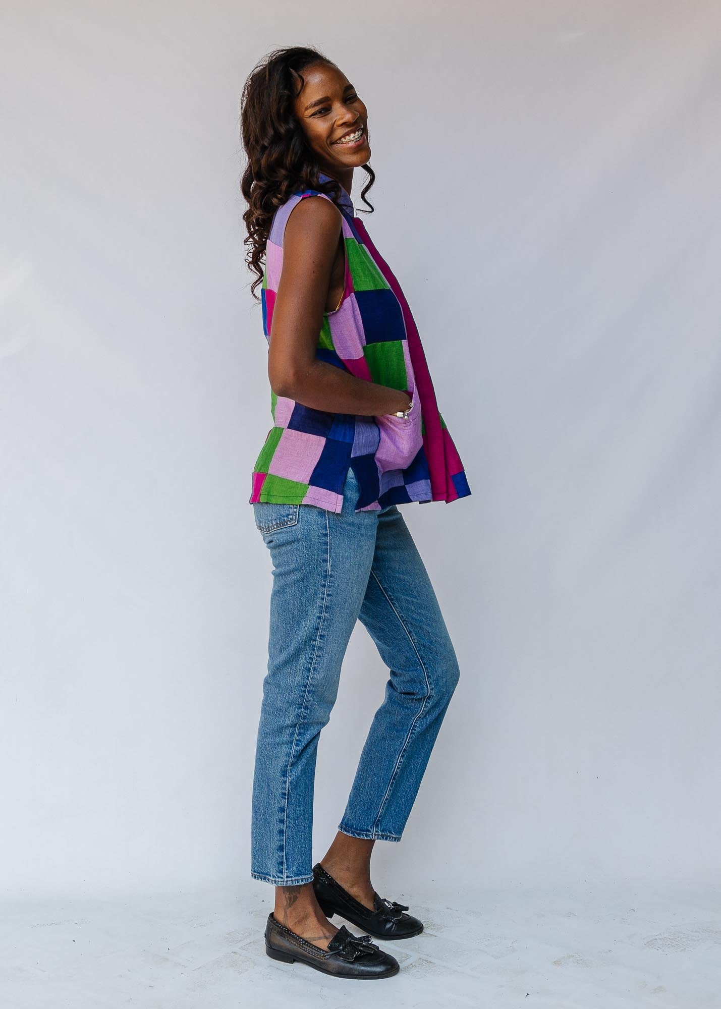 Linen Patchwork Sleeveless Shirt