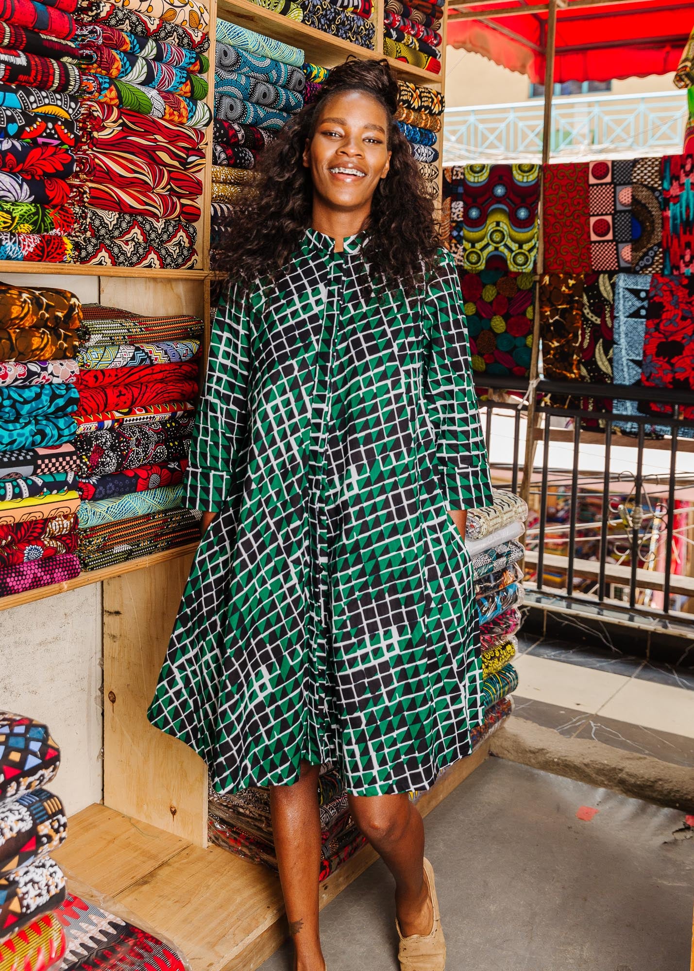 zuri dresses Zuri Women's On the Spot African Print Dress, 1X / Standard