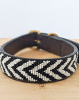 Black and white chevron Masai beaded dog collar
