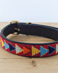 Red arrow Masai beaded dog collar