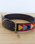 Red arrow Masai beaded dog collar