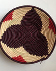 Brown and red flower design woven bowl