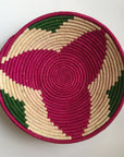 Pink and green flower design woven bowl