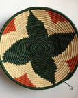 Green and orange flower design woven bowl