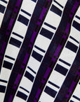 Black, white and purple striped dress