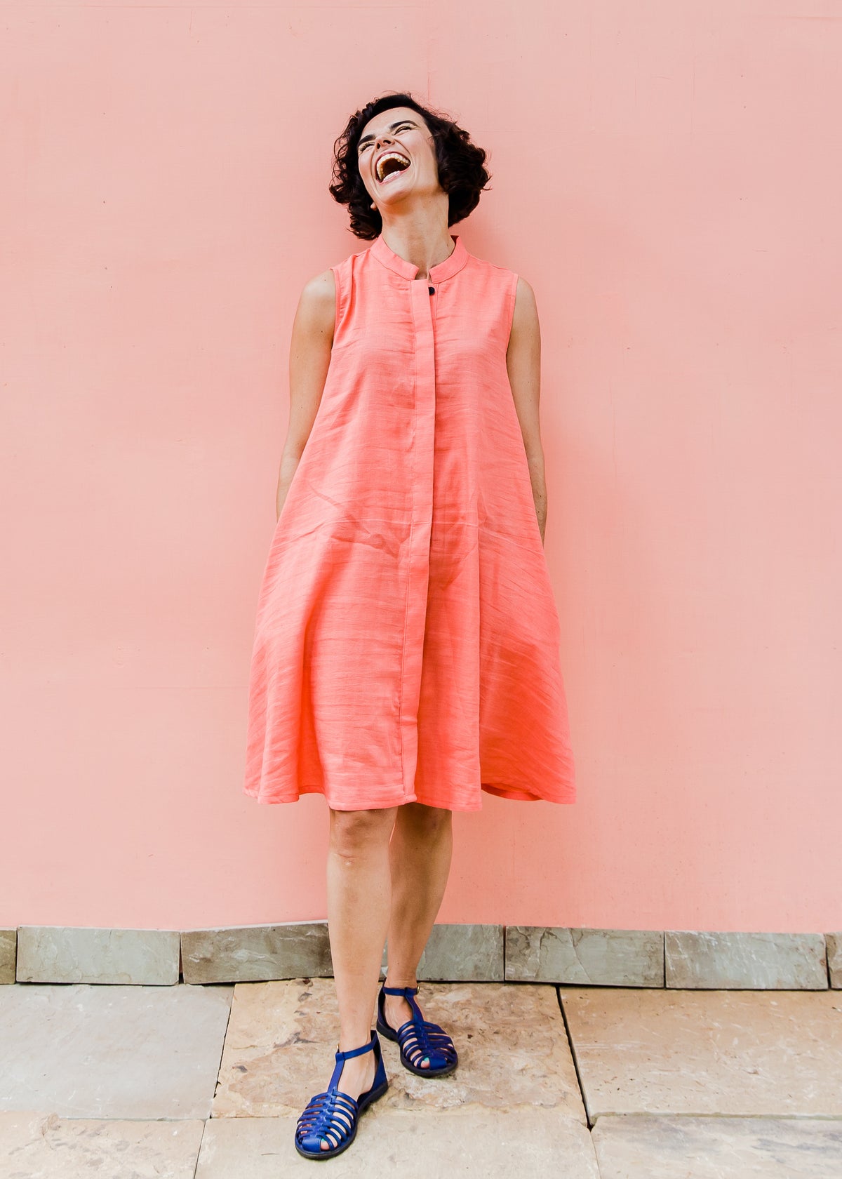 Coral sleeveless dress