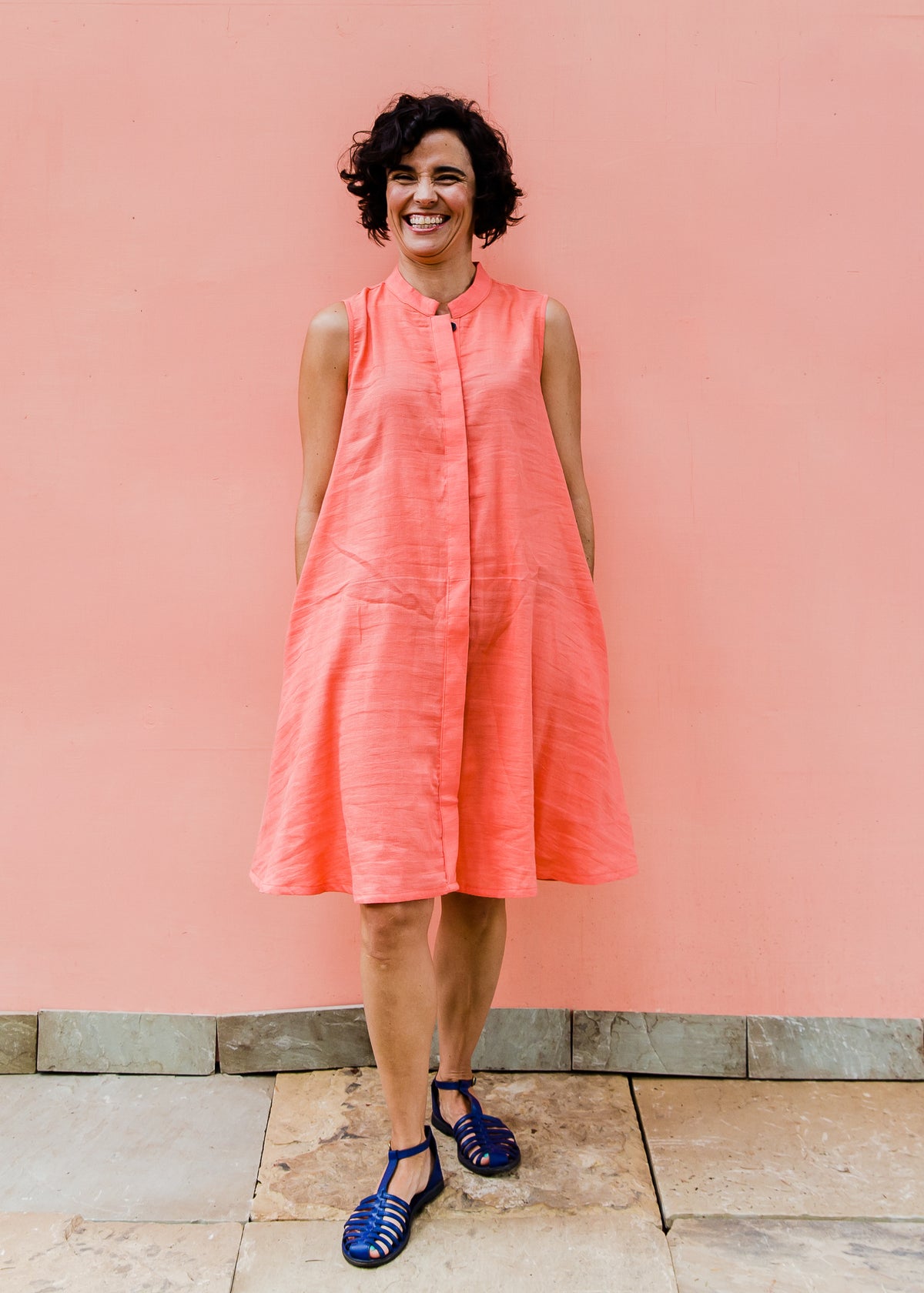 Coral sleeveless dress