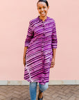 Purple diagonal stripe batik dress