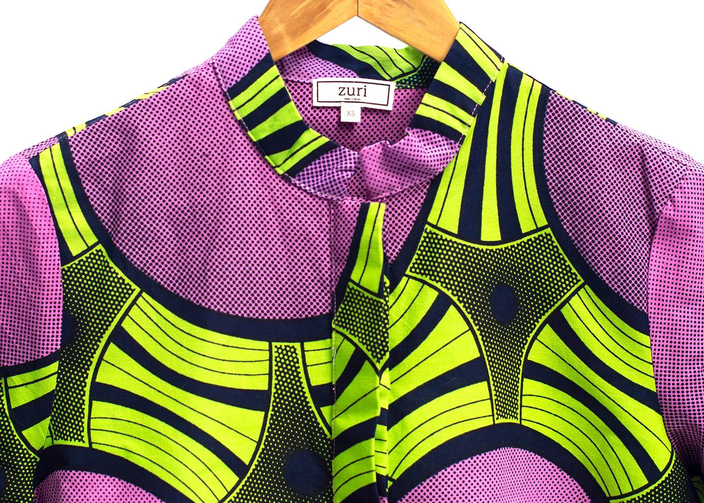Teal and purple large geometric shirt